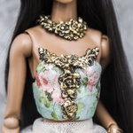 Photo of Корсаж - цветы на голубом (Золочение поталью) на тело NuFace